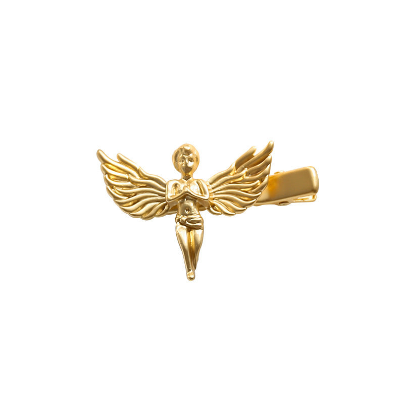 JMT-749834 Metal Angel Hairpin for Women – Gold and Silver Duckbill Clip for Bangs