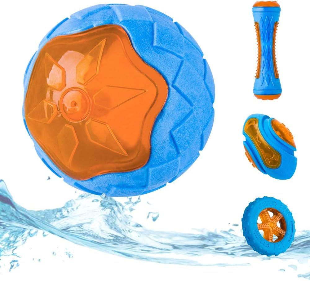 JMT-750282 Interactive Floating Dog Squeaky Toy Set for Fetch and Play in Water