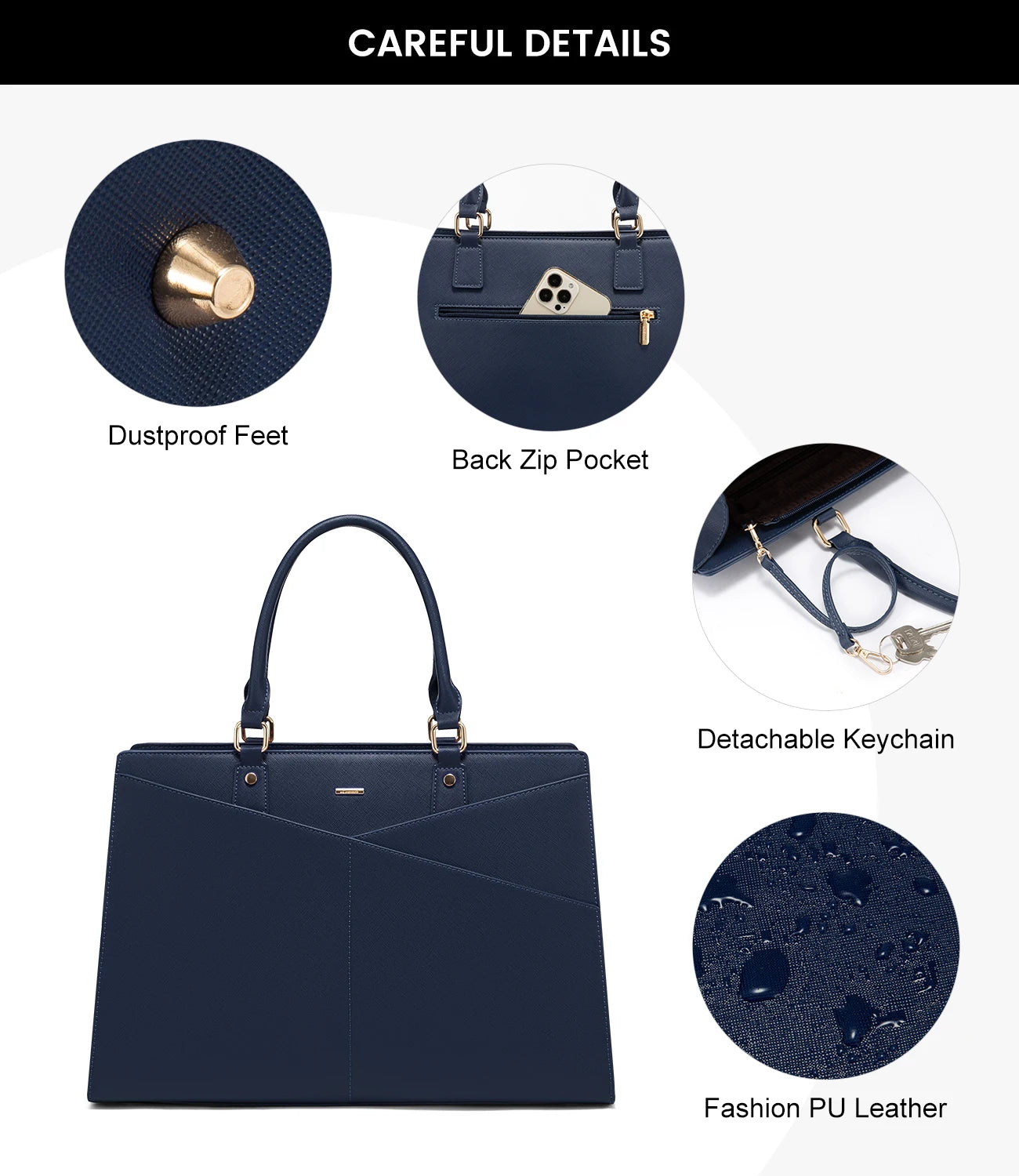 JMT-750282 Large PU Leather Work Tote Bag Set for Women, Dual Computer Briefcase and Shoulder Bag, Fits 15.6-Inch Laptops