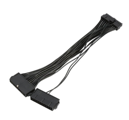 JMT-750474 24PIN Dual Power Supply Extension Cord - 0.3M Adapter for Personal Computers and Security Systems