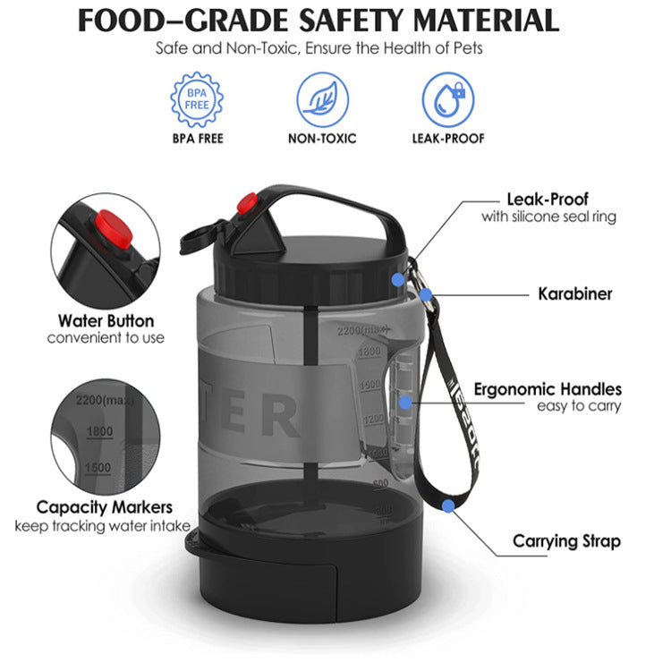 JMT-750474 Large Capacity 2.2L Dog Water Bottle – Portable Outdoor Drinking Kettle for Pets