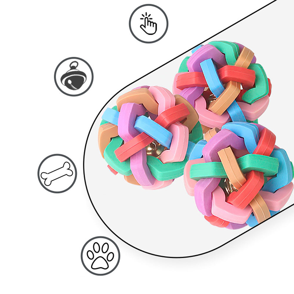 JMT-750602 Colorful Woven Ball Chew Toy for Dental Care - Available in Small, Medium, Large