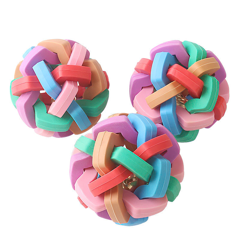 JMT-750602 Colorful Woven Ball Chew Toy for Dental Care - Available in Small, Medium, Large