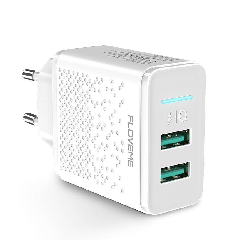 JMT-750794 Dual-Port USB Charger with EU Standard, 5V 2.4A Output, Compact Design