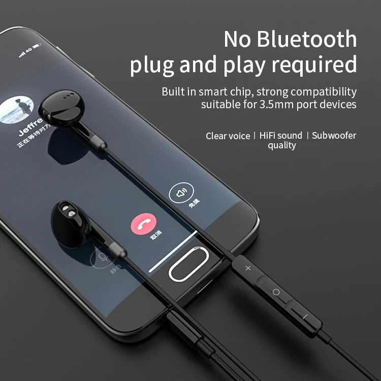 JMT-751114 Wired 3.5mm Earphones with Noise Cancelling Microphone for Sports Activities