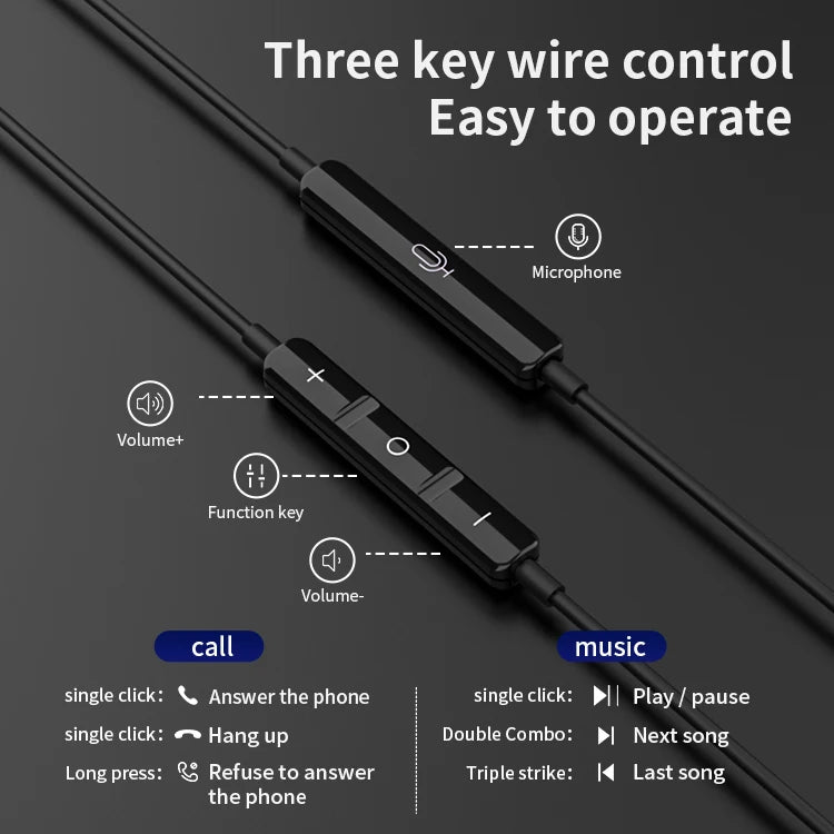 JMT-751114 Wired 3.5mm Earphones with Noise Cancelling Microphone for Sports Activities