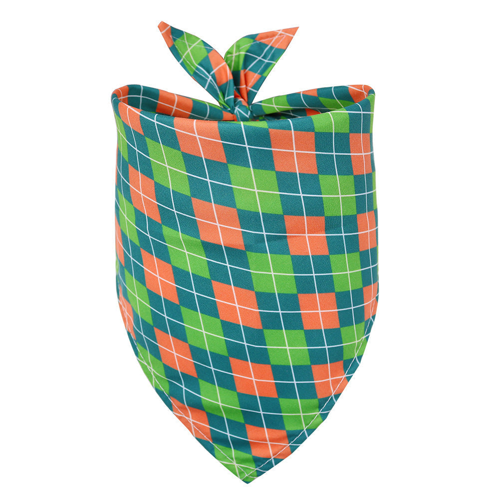 JMT-752074 St. Patrick's Day Four-Leaf Clover Pet Triangle Scarf and Saliva Towel - Sizes S and M