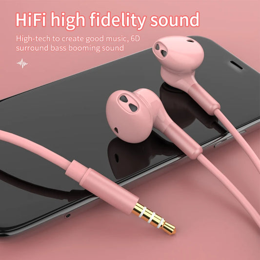JMT-752266 3.5mm Wired Earphones with Microphone, Universal In-Ear Headphones for Smartphones and Tablets