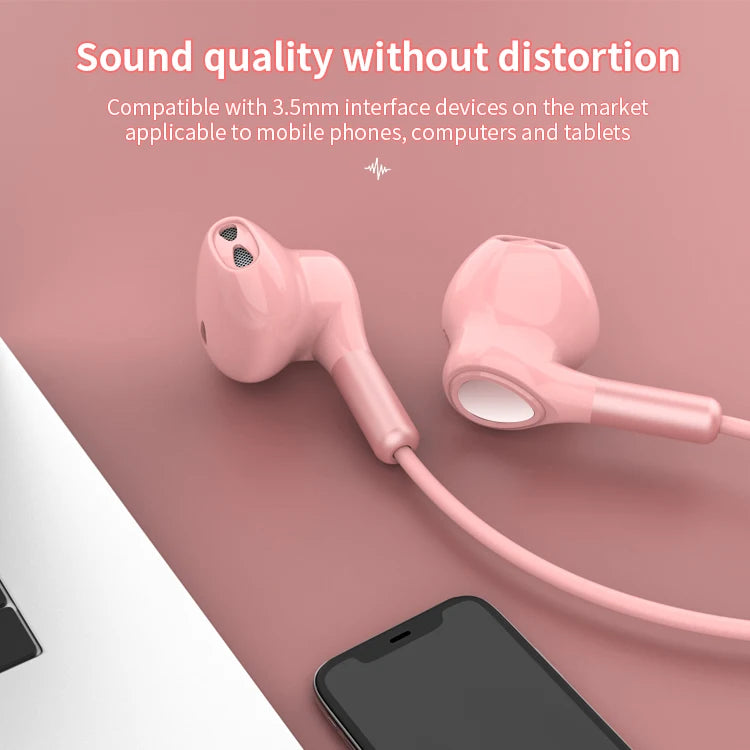 JMT-752266 3.5mm Wired Earphones with Microphone, Universal In-Ear Headphones for Smartphones and Tablets