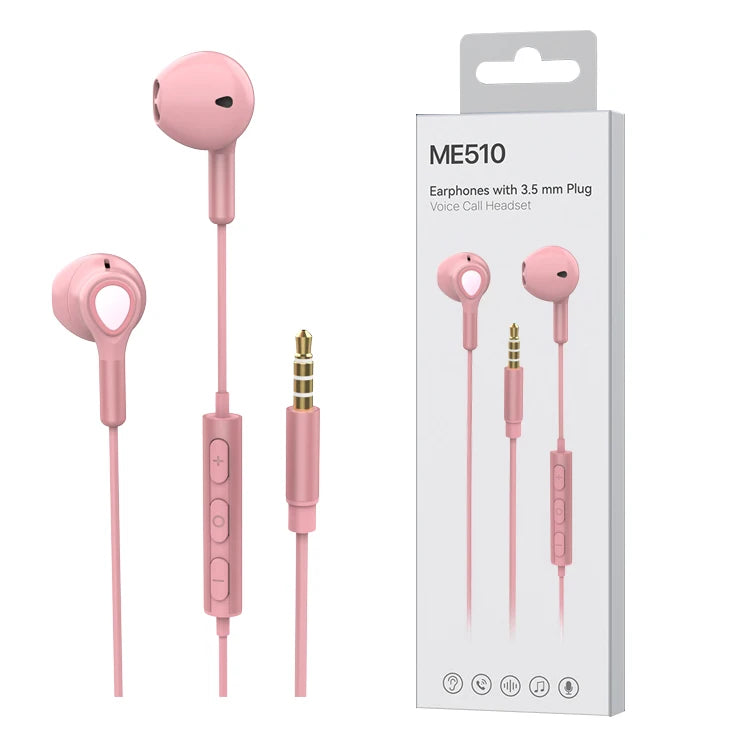 JMT-752266 3.5mm Wired Earphones with Microphone, Universal In-Ear Headphones for Smartphones and Tablets