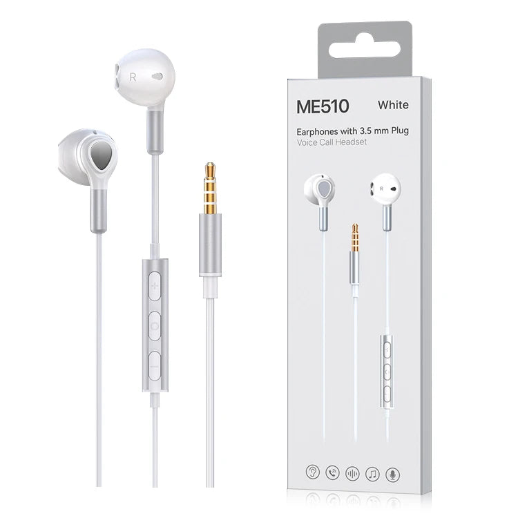 JMT-752266 3.5mm Wired Earphones with Microphone, Universal In-Ear Headphones for Smartphones and Tablets
