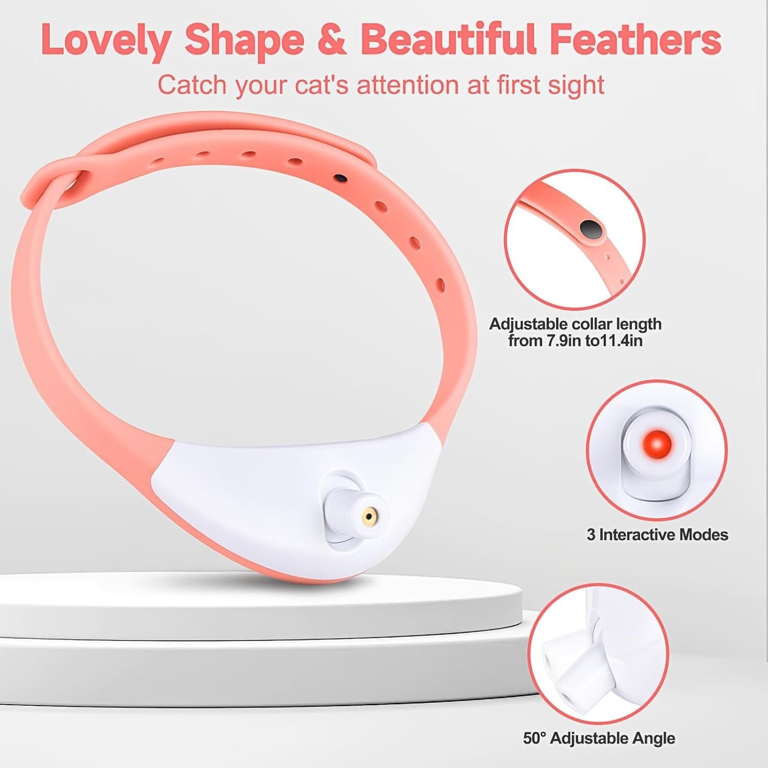 JMT-752266 Wearable LED Interactive Cat Collar with Rechargeable Battery for Indoor Play