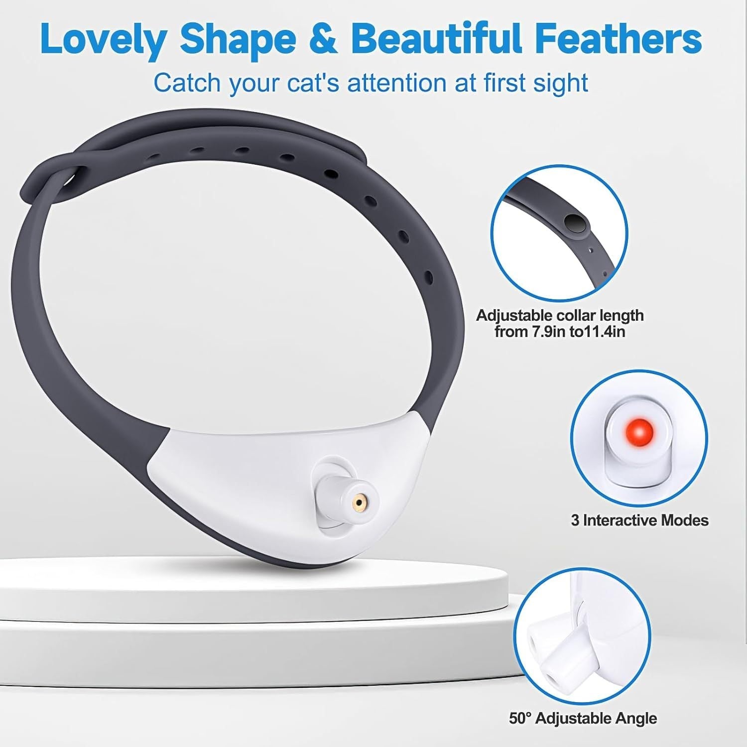 JMT-752266 Wearable LED Interactive Cat Collar with Rechargeable Battery for Indoor Play