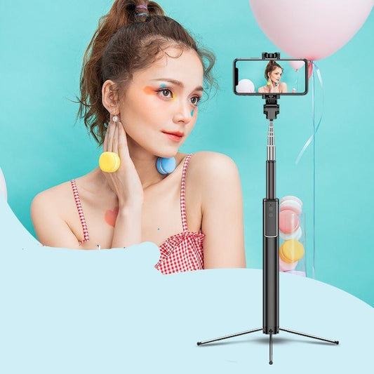 JMT-752458 Multi-Function Aluminum Alloy Selfie Stick with Bluetooth Remote Control