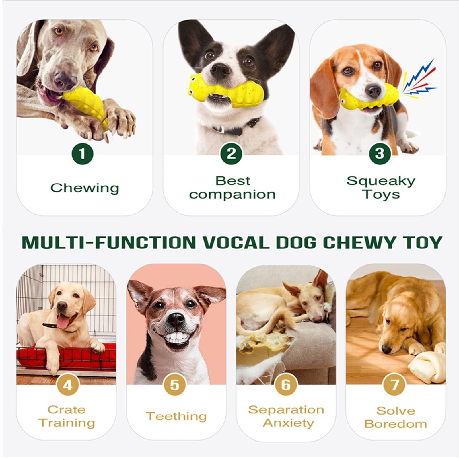 JMT-752906 Indestructible Squeaky Dog Chew Toy for Aggressive Chewers - Durable Food Grade Material for Medium Dogs