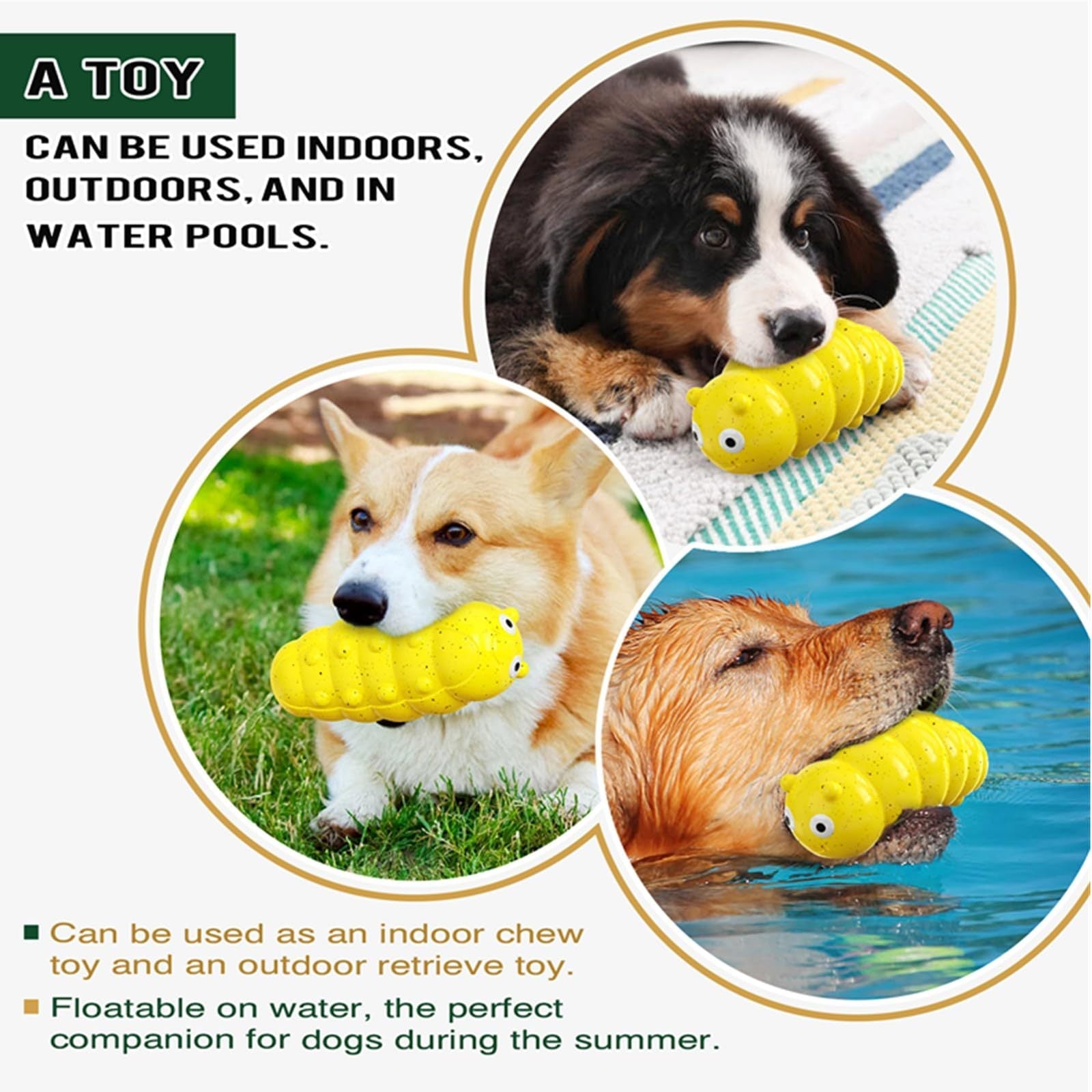 JMT-752906 Indestructible Squeaky Dog Chew Toy for Aggressive Chewers - Durable Food Grade Material for Medium Dogs