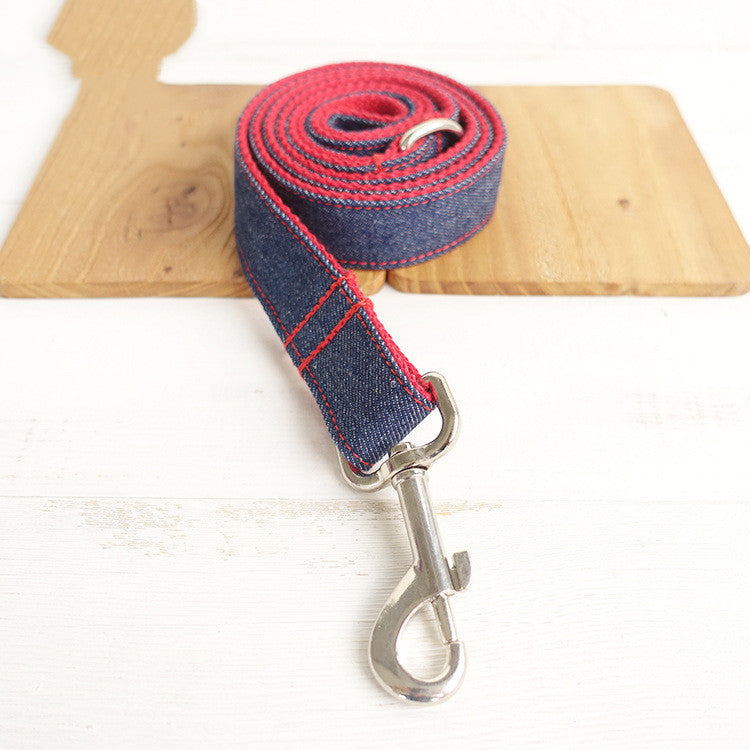 JMT-753098 Denim Blue Polyester Pet Dog Leash - Scalable Traction Belt for Comfortable Control