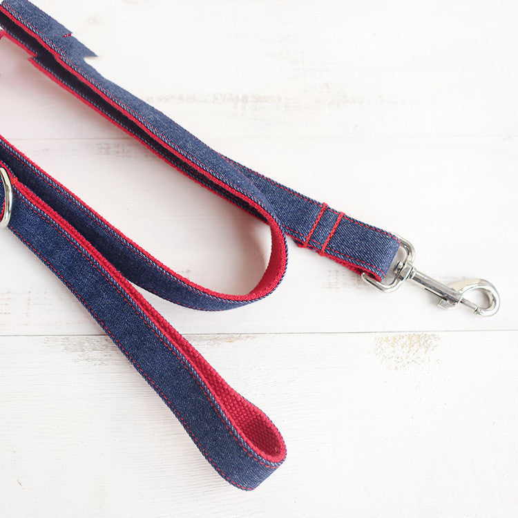 JMT-753098 Denim Blue Polyester Pet Dog Leash - Scalable Traction Belt for Comfortable Control
