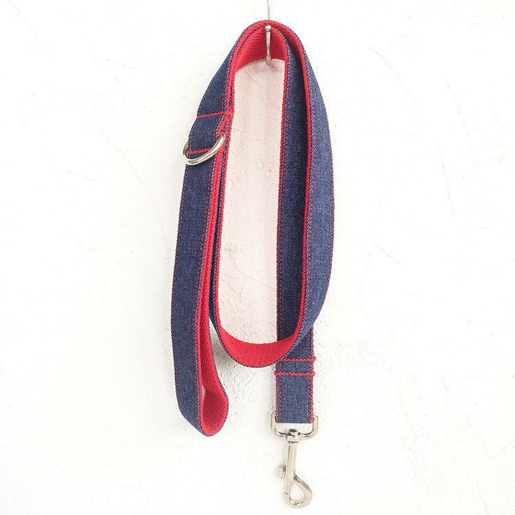 JMT-753098 Denim Blue Polyester Pet Dog Leash - Scalable Traction Belt for Comfortable Control
