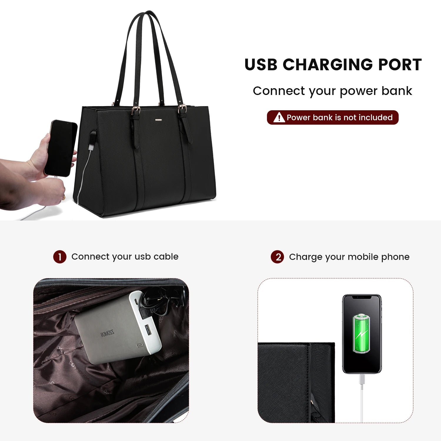 JMT-753482 Fashionable PU Leather Tote Laptop Bag Suitable for 15.6-Inch Laptops for Business and Travel