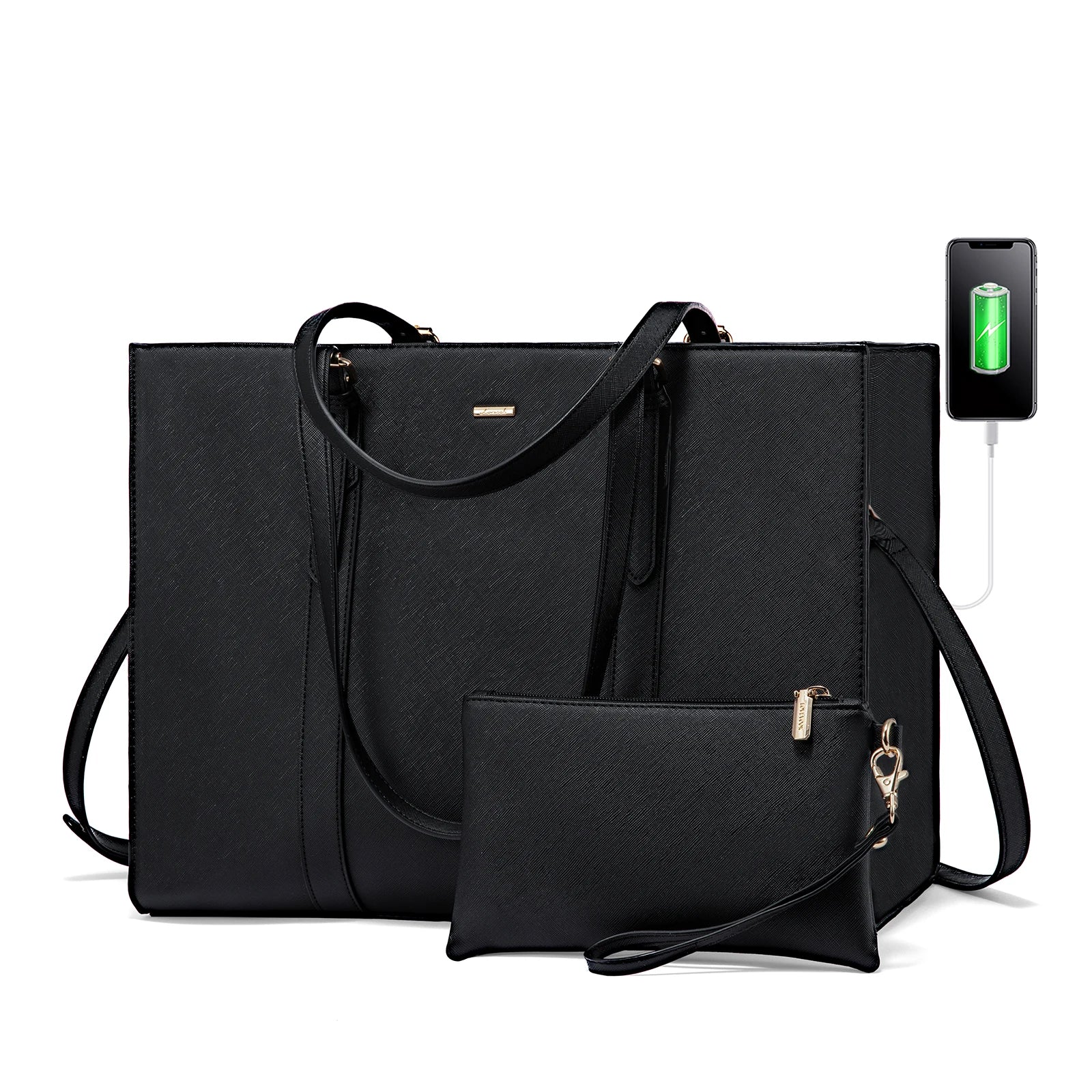 JMT-753482 Fashionable PU Leather Tote Laptop Bag Suitable for 15.6-Inch Laptops for Business and Travel