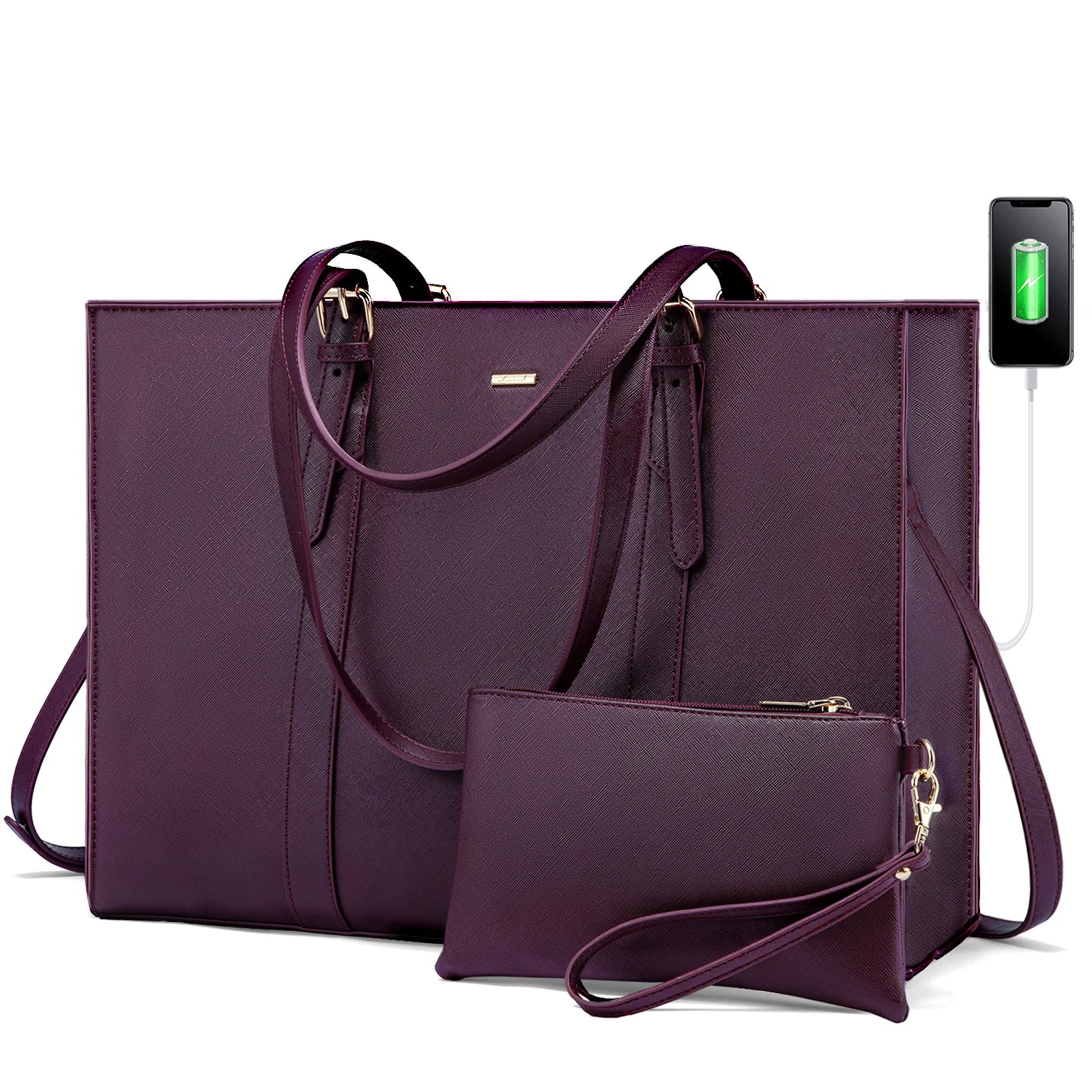 JMT-753482 Fashionable PU Leather Tote Laptop Bag Suitable for 15.6-Inch Laptops for Business and Travel