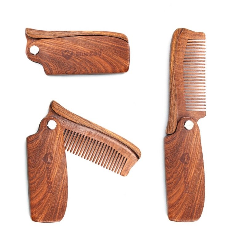 JMT-753738 Folding Comb with PU Leather Carrying Case for Hair and Beard Care