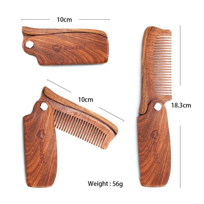 JMT-753738 Folding Comb with PU Leather Carrying Case for Hair and Beard Care