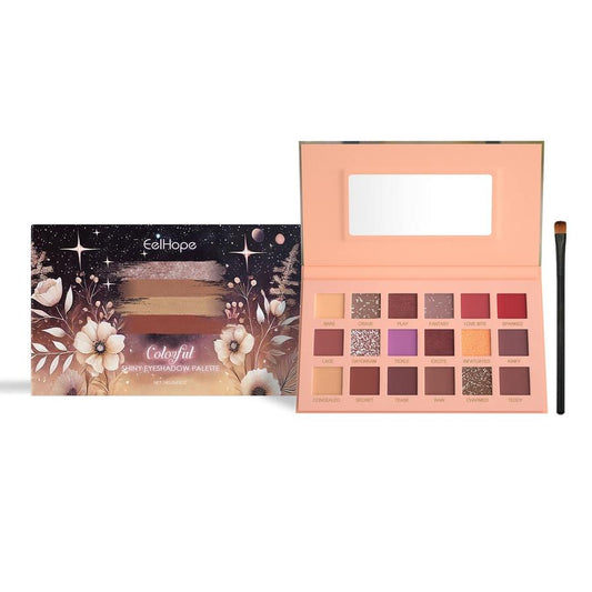 JMT-754186 18 Color Eye Shadow Plate with Applicator Brush - Versatile Eye Makeup Palette