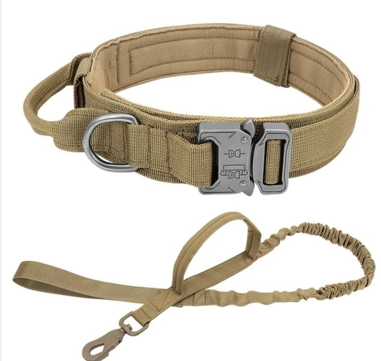 JMT-754570 Tactical Nylon Dog Collar for Large Breeds - Adjustable Size M, L, XL in Black, Army Green, Khaki