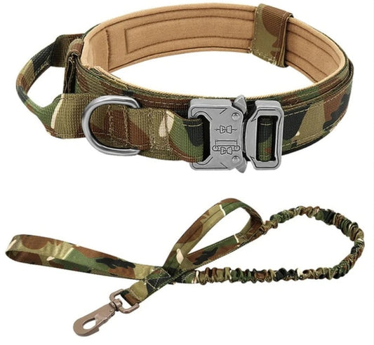 JMT-754570 Tactical Nylon Dog Collar for Large Breeds - Adjustable Size M, L, XL in Black, Army Green, Khaki