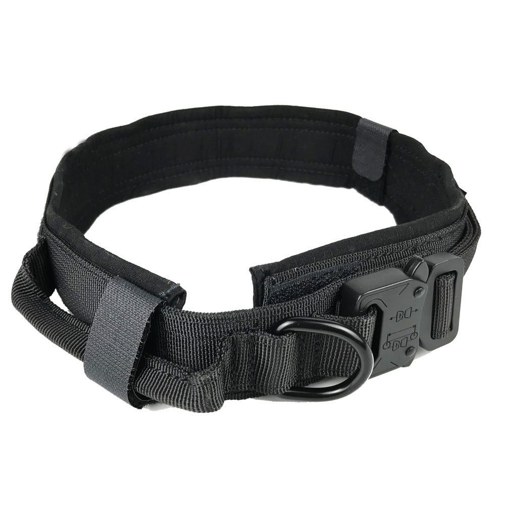 JMT-754570 Tactical Nylon Dog Collar for Large Breeds - Adjustable Size M, L, XL in Black, Army Green, Khaki