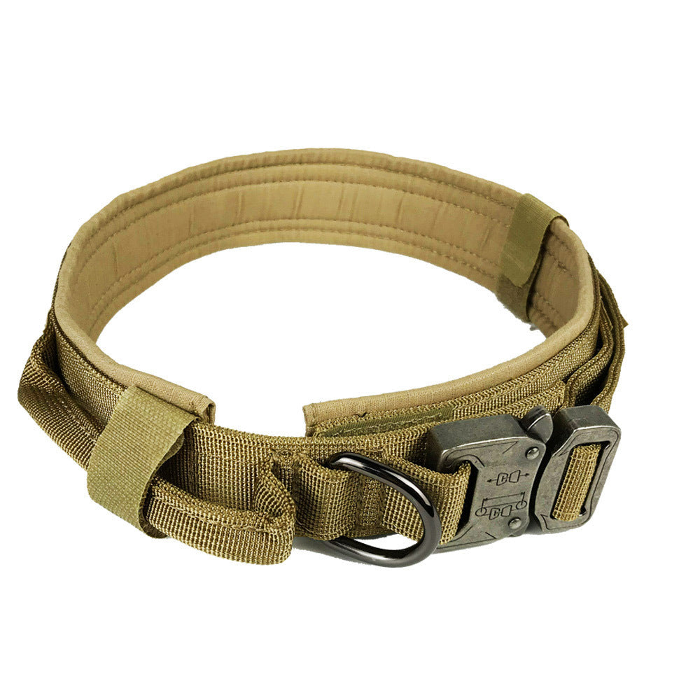 JMT-754570 Tactical Nylon Dog Collar for Large Breeds - Adjustable Size M, L, XL in Black, Army Green, Khaki