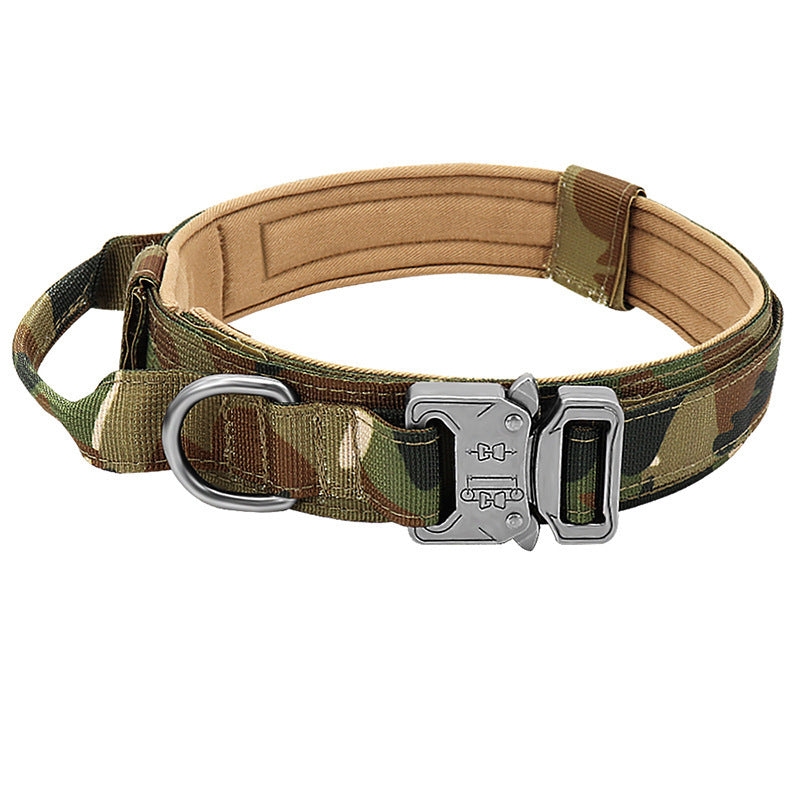 JMT-754570 Tactical Nylon Dog Collar for Large Breeds - Adjustable Size M, L, XL in Black, Army Green, Khaki