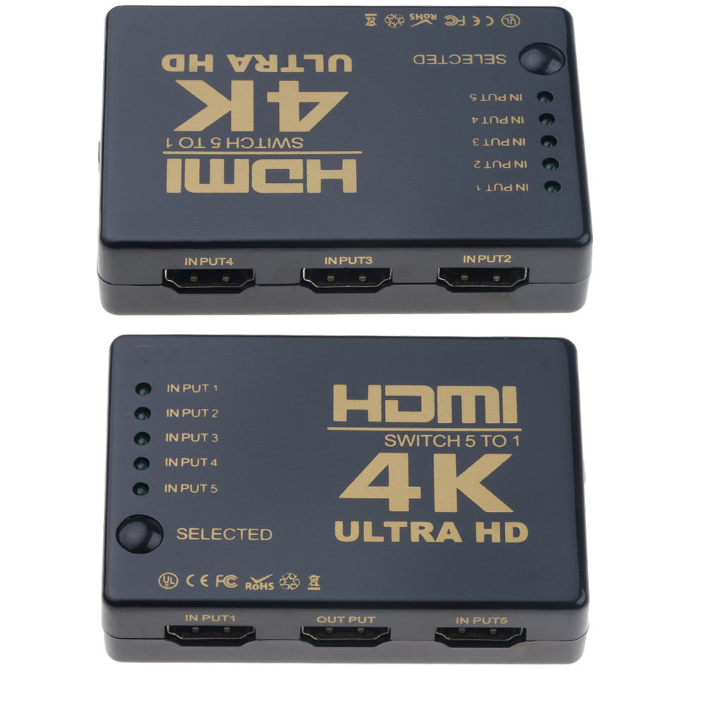 JMT-755082 5-In-1 HDMI Switcher with Remote Control for Easy Signal Switching