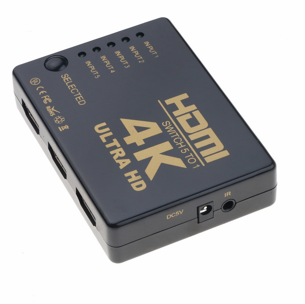 JMT-755082 5-In-1 HDMI Switcher with Remote Control for Easy Signal Switching