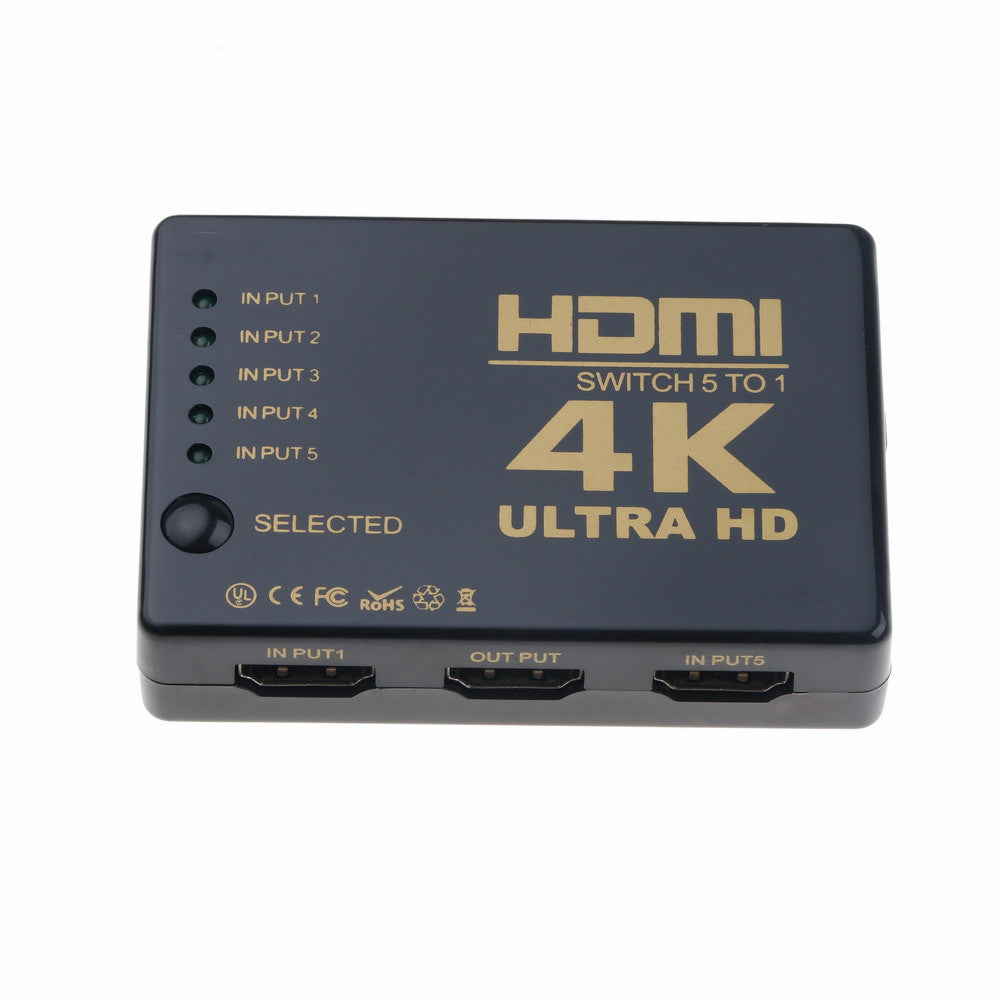 JMT-755082 5-In-1 HDMI Switcher with Remote Control for Easy Signal Switching
