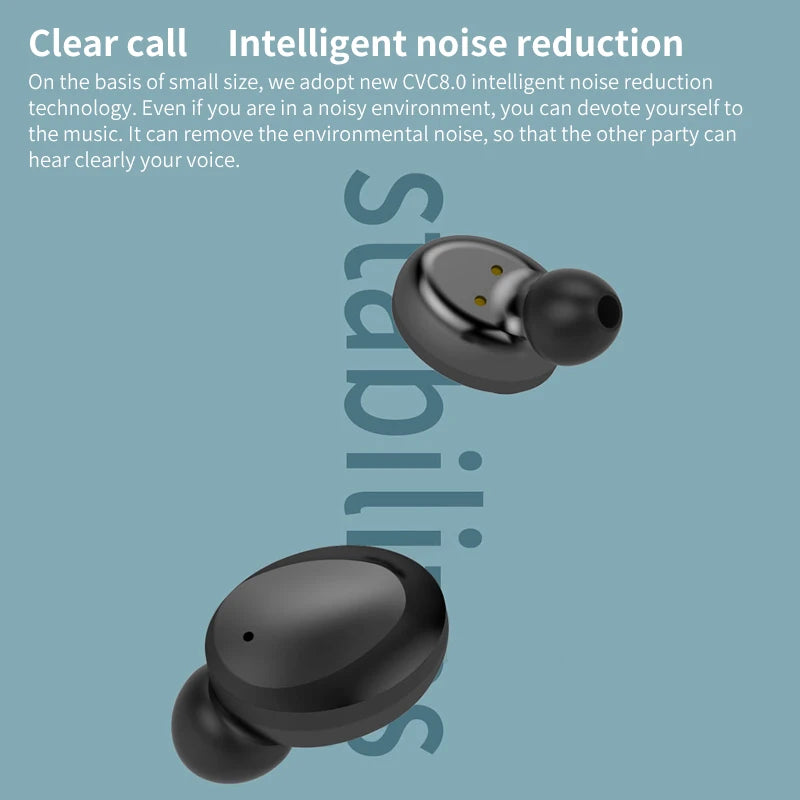 JMT-755082 HD Stereo Wireless Earbuds with Fingerprint Touch and Noise Cancellation for Gaming, Running, and Office Use