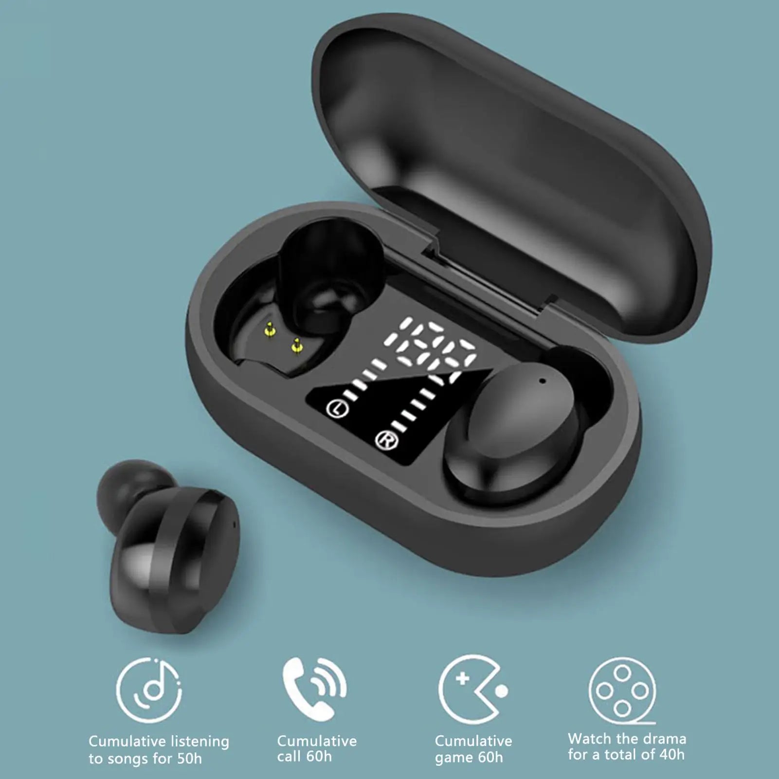 JMT-755082 HD Stereo Wireless Earbuds with Fingerprint Touch and Noise Cancellation for Gaming, Running, and Office Use