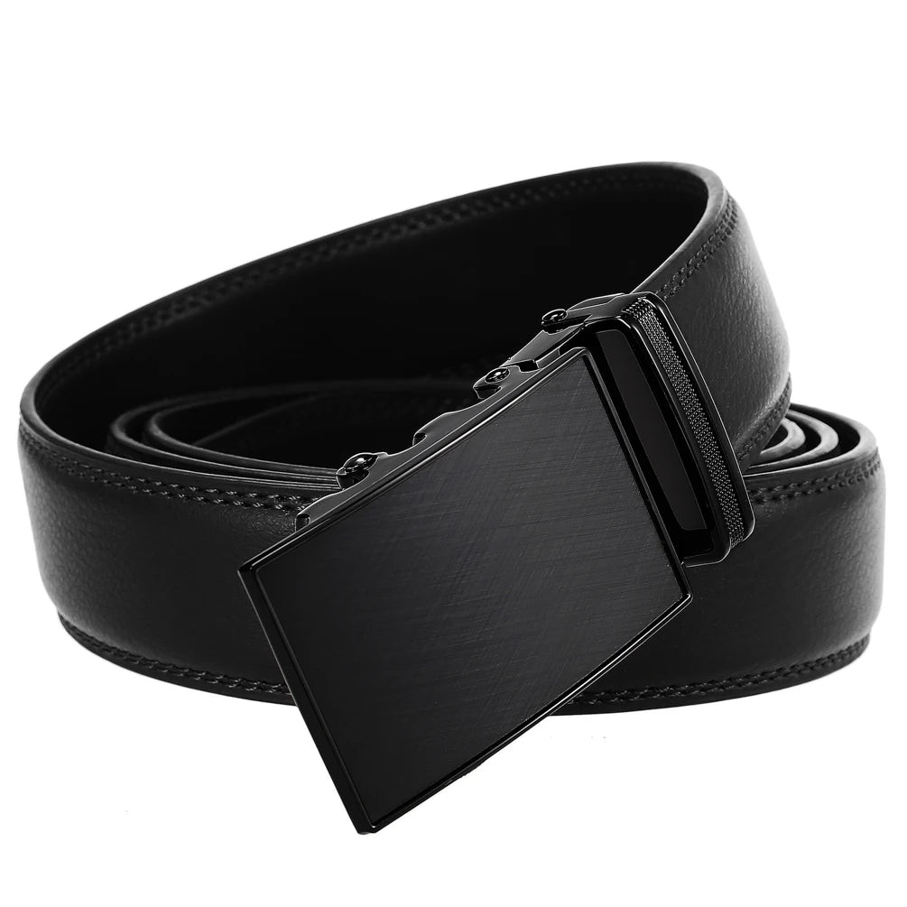JMT-755658 Automatic Buckle Ratchet Men's Cowhide Leather Belt - Stylish and Durable Design