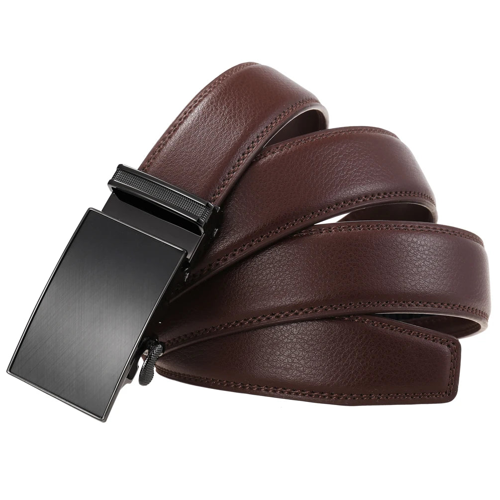 JMT-755658 Automatic Buckle Ratchet Men's Cowhide Leather Belt - Stylish and Durable Design