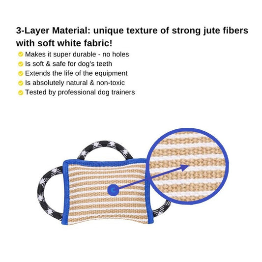 JMT-756042 Tear-Resistant Jute Bite Pillow with 3 Handles for Dog Training