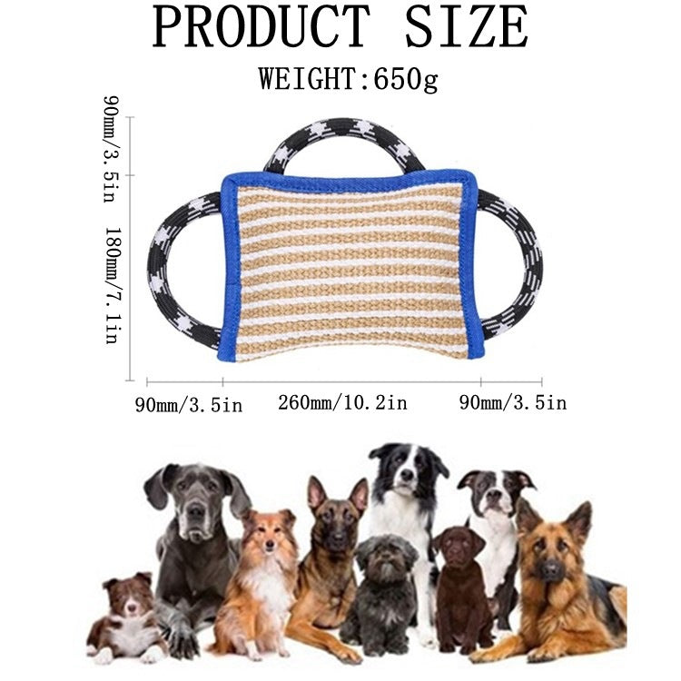 JMT-756042 Tear-Resistant Jute Bite Pillow with 3 Handles for Dog Training