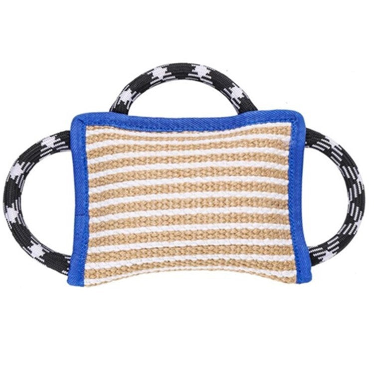 JMT-756042 Tear-Resistant Jute Bite Pillow with 3 Handles for Dog Training