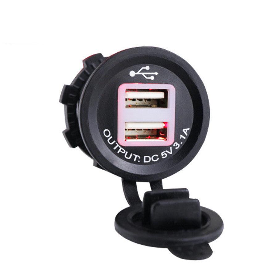 JMT-756234 Waterproof Dual USB Charging Light Pole for Cars and Motorcycles – Red, Blue, Green Options