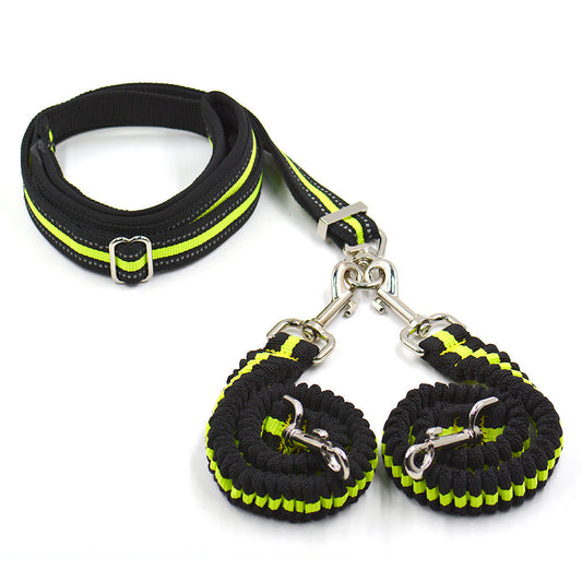 JMT-756554 Adjustable Double-Headed Nylon Dog Leash - One-to-Two Connector, 50-100cm Main Traction, 70-110cm Side Traction