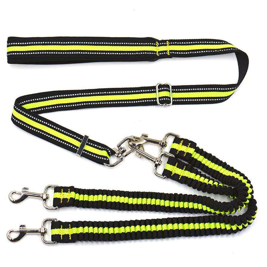 JMT-756554 Adjustable Double-Headed Nylon Dog Leash - One-to-Two Connector, 50-100cm Main Traction, 70-110cm Side Traction