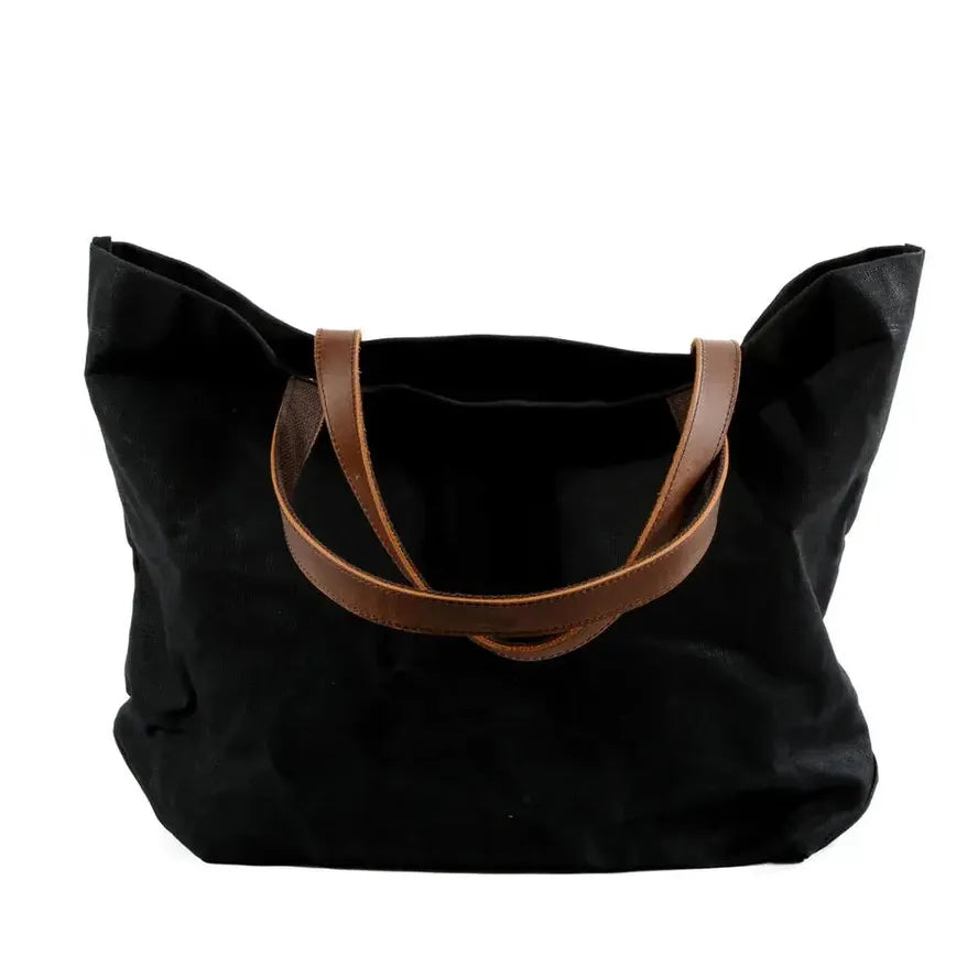 JMT-756746 Large Capacity Waterproof Oil Wax Canvas Handbag with Cowhide Trim - Versatile Shoulder Tote Bag