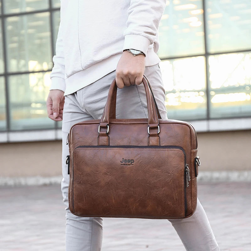 JMT-756874 Men's PU Leather Briefcase Bag for Business and Laptop Use