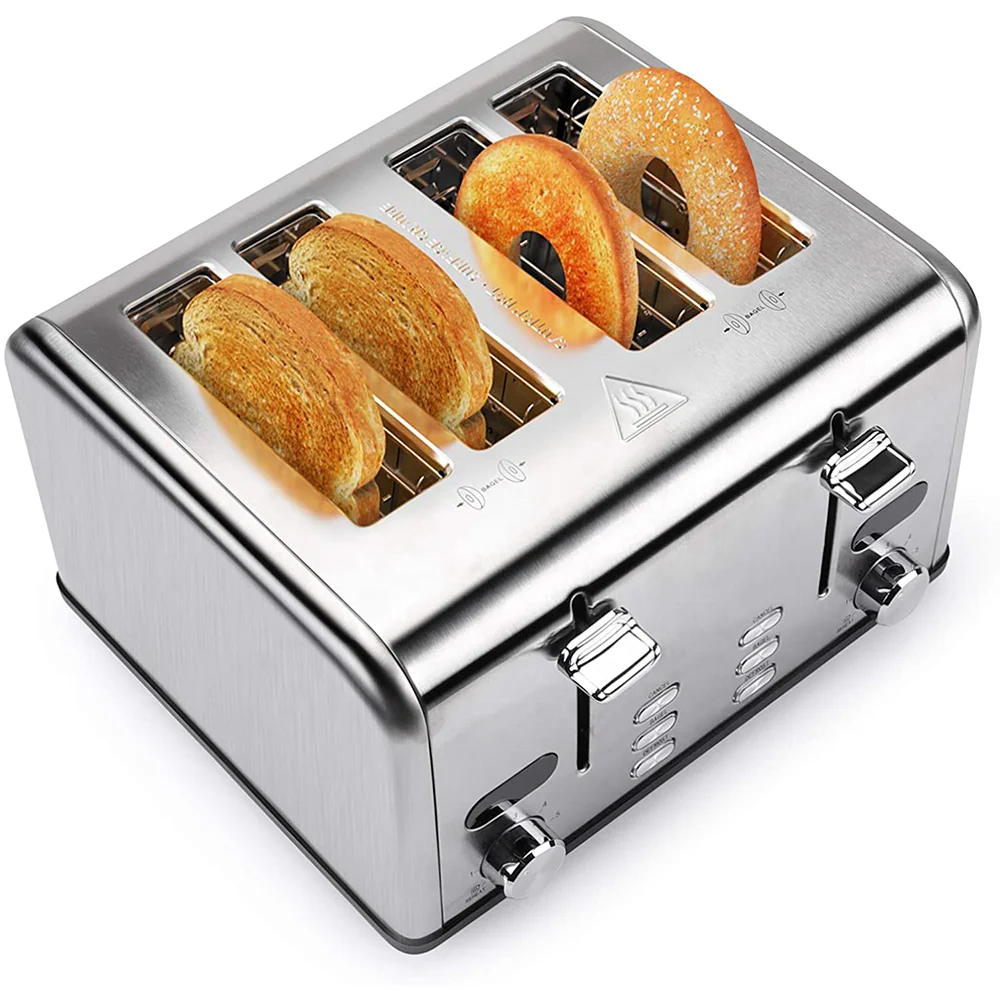 JMT-756874 Stainless Steel 4-Slice Electric Toaster with Digital Control for Versatile Breakfast Preparation